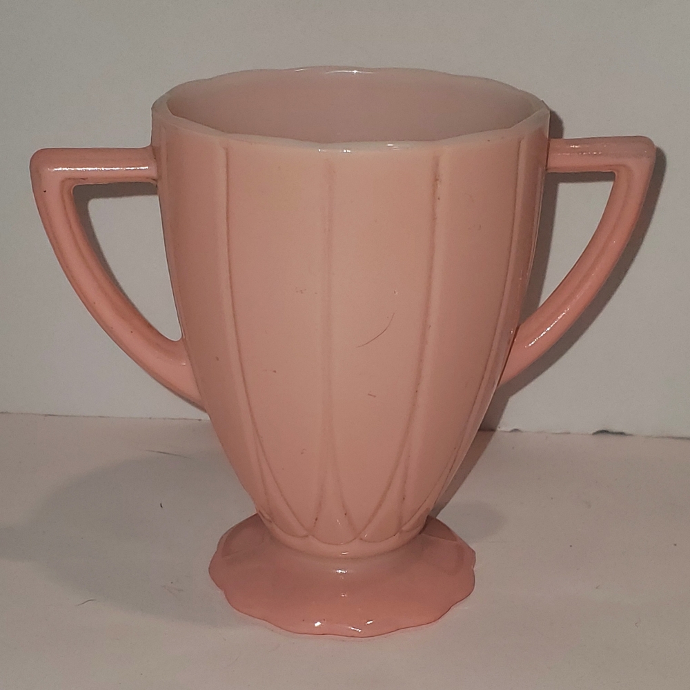 Vintage Hazel-Atlas Newport Hairpin Sugar Bowl | Footed w/Paneled Pattern | Pink
